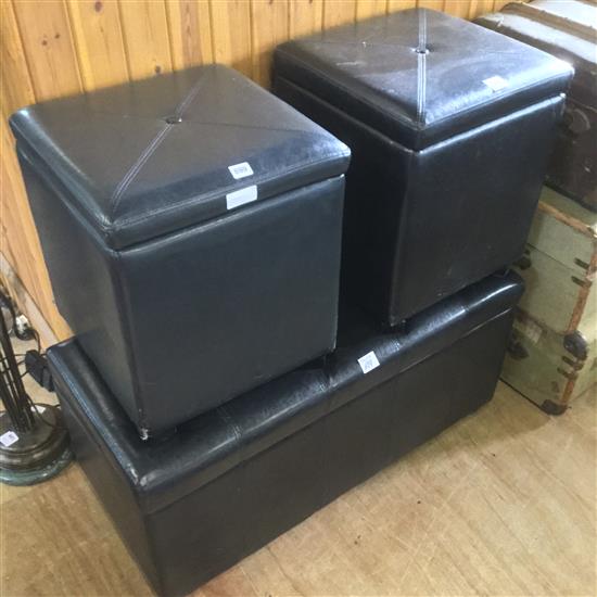 3 Black leather boxes